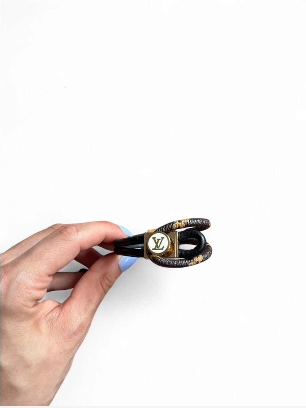 Black Leather Double Wrap Bracelet with Gold Emblem